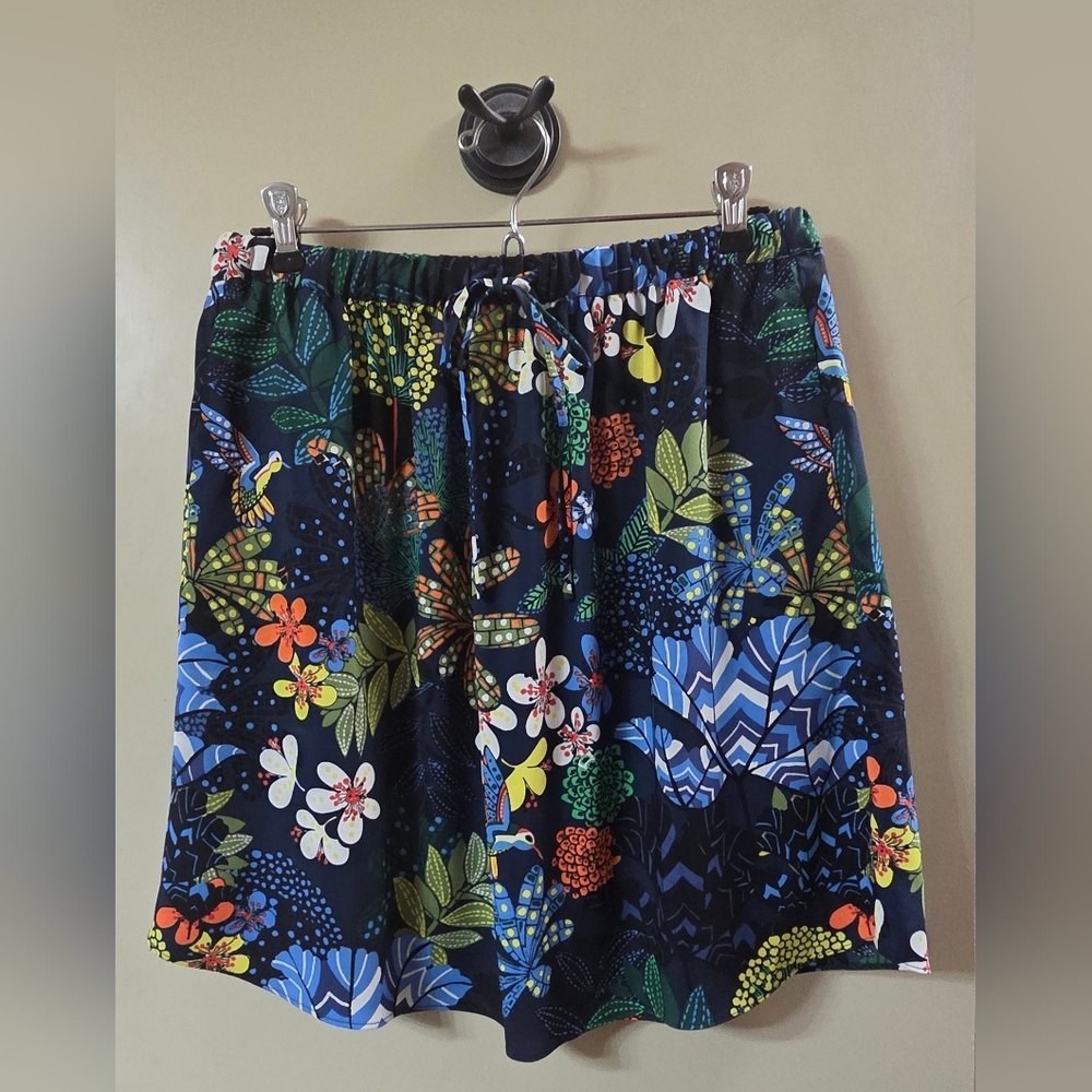 LOFT Blue and Orange Knee-Length Resort Skirt